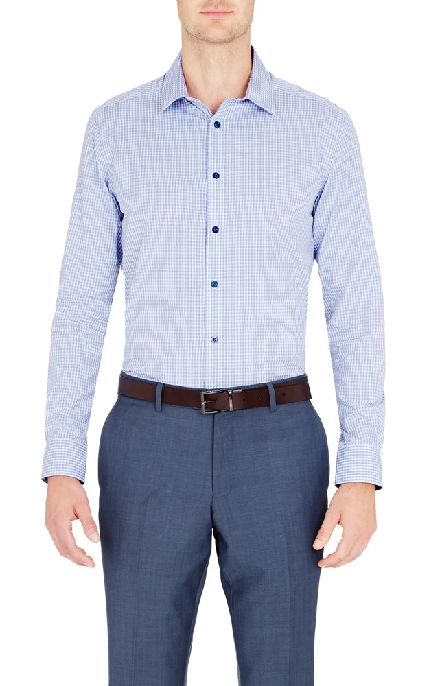 Oxford Men's Beckton Dobby Check Shirt - Blue 3 Oxford Men's Beckton Dobby Check Shirt - Blue - Image 3