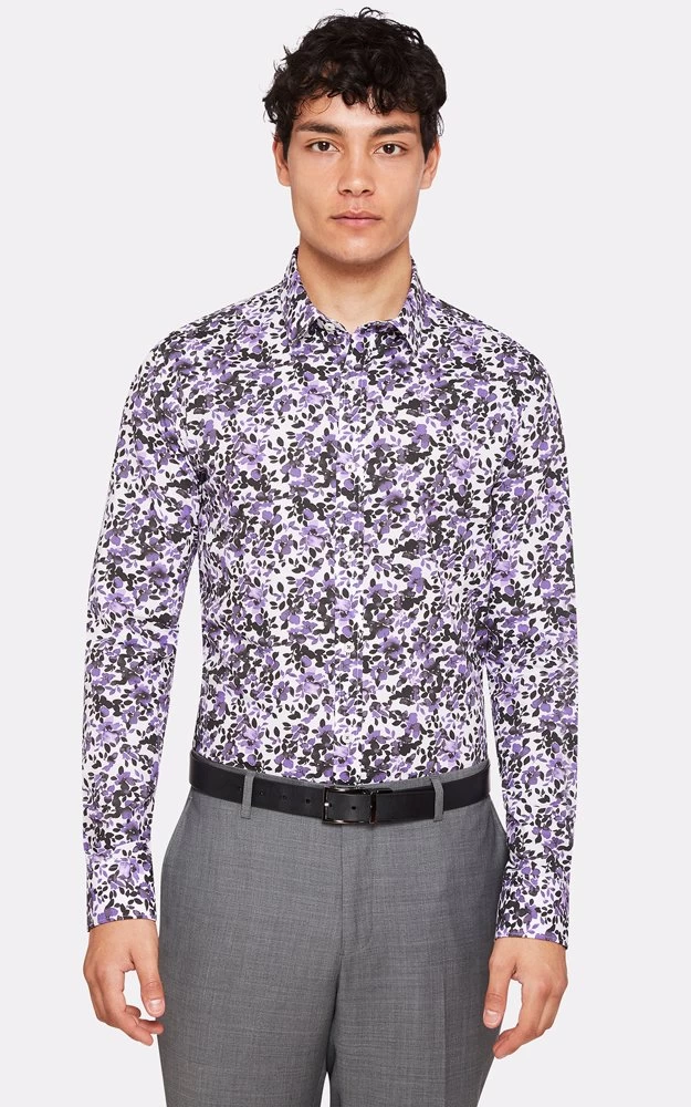 Oxford Men's Kenton Floral Print Shirt - Purple 1 Oxford Men's Kenton Floral Print Shirt - Purple