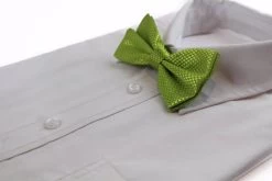 Mens Light Green Disco Shine Checkered Patterned Bow Tie