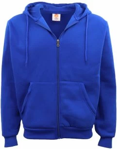 Adult Unisex Zip Plain Fleece Hoodie Hooded Jacket Mens Sweatshirt Jumper XS-6XL - Royal Blue