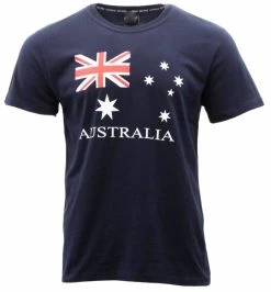 Adult T Shirt Australian Australia Day Souvenir 100% Cotton - Flag Navy
