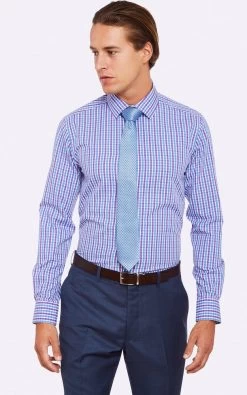 Oxford Men's Beckton Mini Square Shirt - Purple