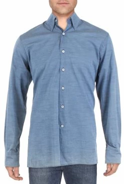 Canali Men's Casual Shirts Button-Down Shirt - Color: Blue