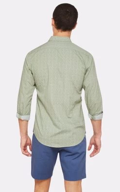Oxford Men's Kenton Printed Shirt - Olive -Fashion Menswear Shop 7f0dfbc3be9edec1e82dd412175865c8