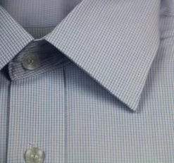 Mens Business Shirt Long Sleeve Stripe Checkered Office Wear Blue Check