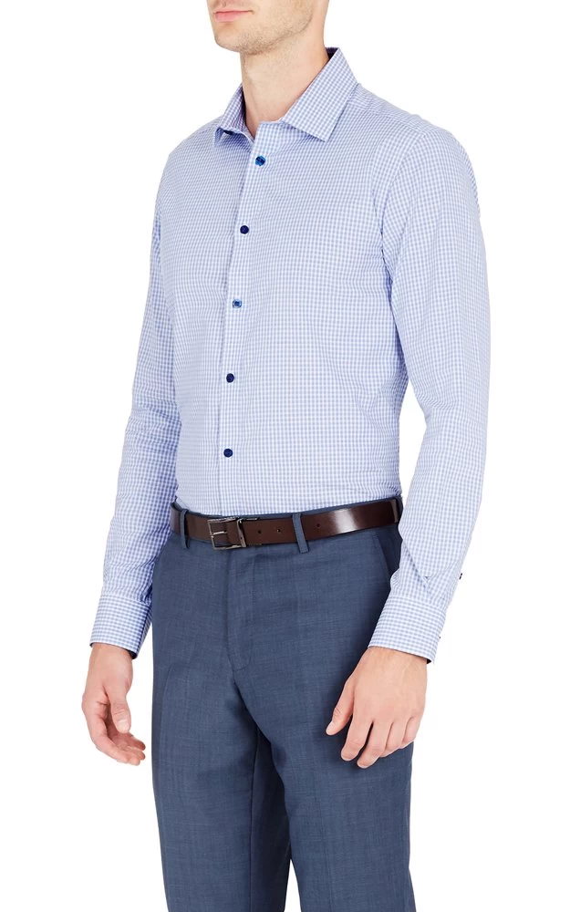 Oxford Men's Beckton Dobby Check Shirt - Blue 4 Oxford Men's Beckton Dobby Check Shirt - Blue - Image 4