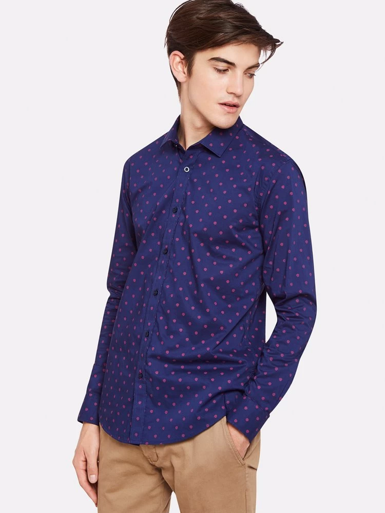 Oxford Men's Kenton Printed Shirt - Navy/Red 3 Oxford Men's Kenton Printed Shirt - Navy/Red - Image 3