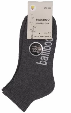 6x Mens Bamboo Socks Ankle Low Cut Soft Cushion Odor Sweat Resistant Work Sport - Grey