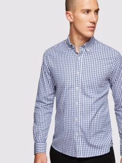 Oxford Men's Stratton Checked Shirt - Petrol Grey -Fashion Menswear Shop 86943511373402a8b31c8405f9f424c0