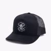 Mens The Mad Hueys Hooked For Life Twill Trucker - BLACK