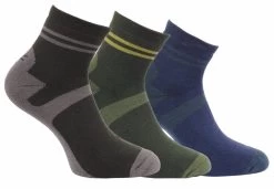 Regatta Great Outdoors Mens Active Lifestyle Walking Socks (Pack Of 3) (Raven/Bayleaf/Navy) - RG791