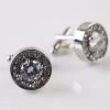 Mens Circular Silver Diamond Cufflinks