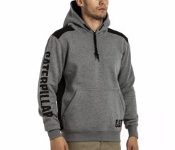 Caterpillar Mens Comfortable Versatile Logo Panel Hooded Sweat Shirt - Grey -Fashion Menswear Shop 8996e3e6b01547927d13036d85f2ec37