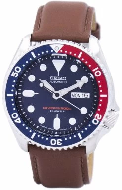 Seiko Automatic Diver's Brown Leather SKX009J1-var-LS12 200M Men's Watch