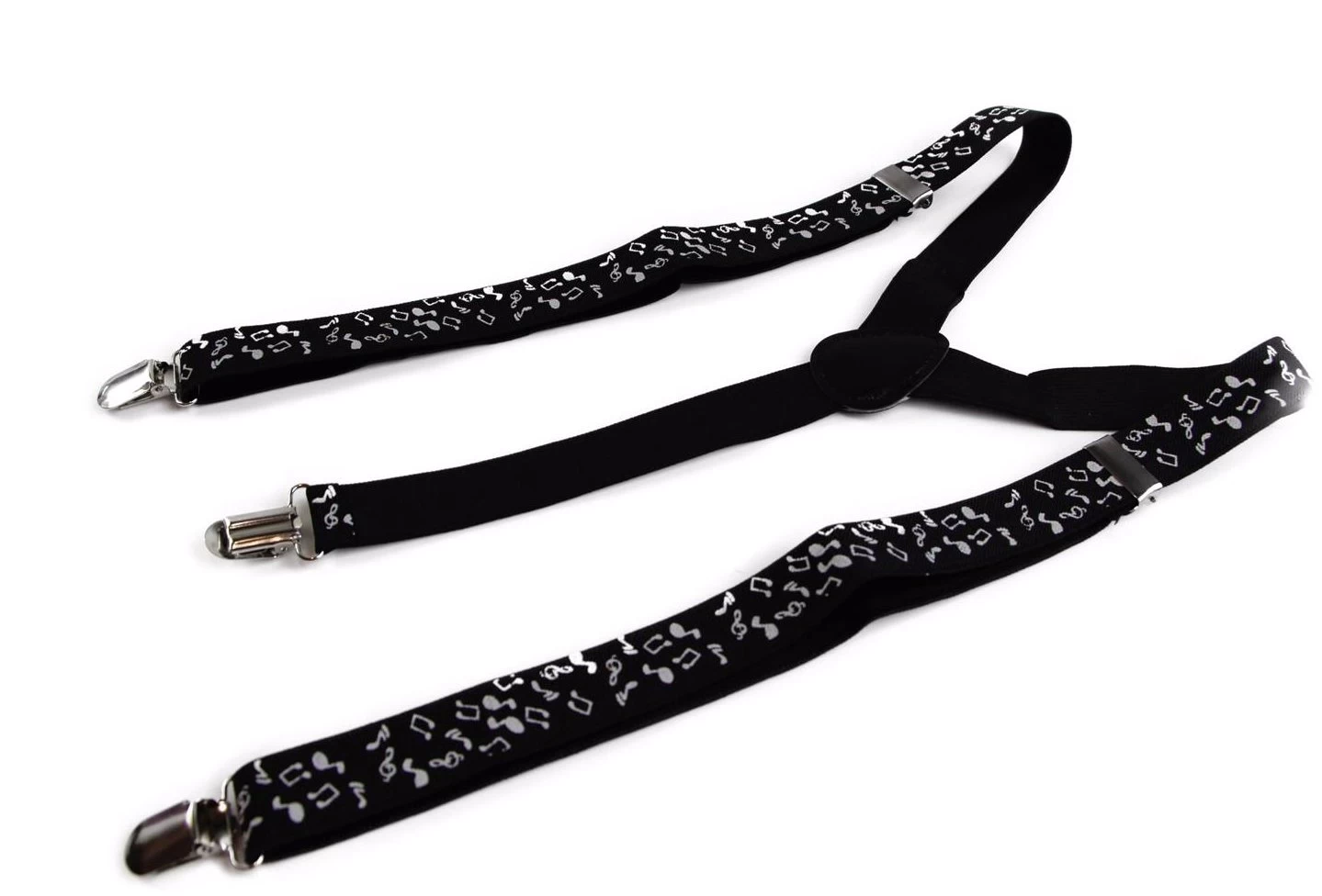Mens Adjustable Black With White Music Notes Patterned Suspenders 3 Mens Adjustable Black With White Music Notes Patterned Suspenders - Image 3