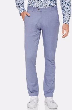 Oxford Men's Cotton Slim Leg Trousers - Sky
