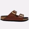Birkenstock Arizona Embossed Smooth Leather Cognac Lizard Texture Sandals - Brown