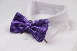 Mens Purple Plain Coloured Bow Tie With White Polka Dots -Fashion Menswear Shop 8ce19746fcd5156856f65a37fb981a14