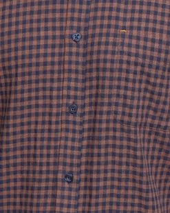 Oxford Men's Uxbridge Regular Ft Checked Shirt - Navy/Tan -Fashion Menswear Shop 8cf7bb2db855da50e4a5343378a68a55