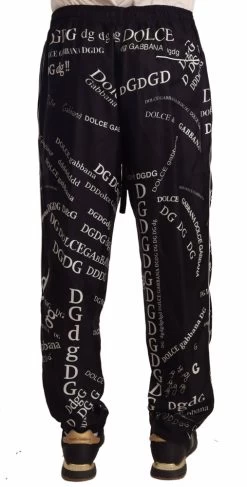 Dolce & Gabbana Black Silk Logo Print Lounge Jogging Trousers Pants -Fashion Menswear Shop 8e7ede18b9a1d54314b2bc9b1ee31bee