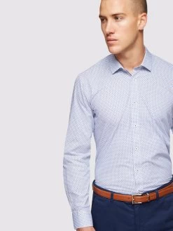 Oxford Men's Kenton Printed Shirt - Blue -Fashion Menswear Shop 8ed96d89a91afa92358c1b6786f9f9c5