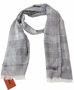 Missoni Gray Floral Wool Unisex Neck Wrap Fringes Scarf -Fashion Menswear Shop 920239459f06094eb4e3fd2e4cbd3ca4
