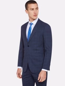 Oxford Men's Hopkins Peak Lapel Wool Suit Jacket - Blue -Fashion Menswear Shop 924fbd273f4306a64a8b77b32ac3ea1f