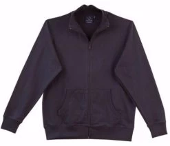 New Mens French Terry Fleece Top Casual Gym Warm Jumper Zip Up Sport Trackies Navy