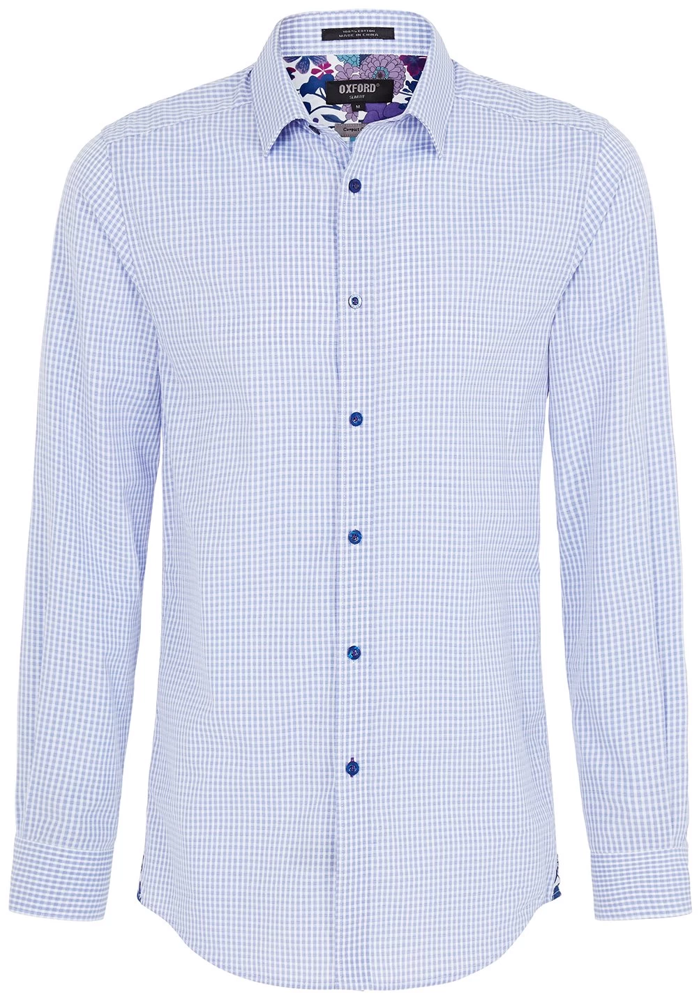 Oxford Men's Beckton Dobby Check Shirt - Blue 1 Oxford Men's Beckton Dobby Check Shirt - Blue