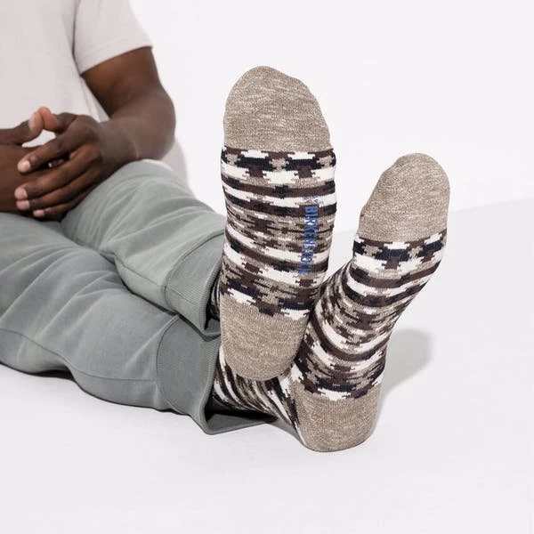 Birkenstock Socks Ethno Faded Khaki Linen Blend Mens Socks 2 Birkenstock Socks Ethno Faded Khaki Linen Blend Mens Socks - Image 2