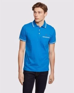 Oxford Men's Nickson Tipping Jersey Polo - Blue -Fashion Menswear Shop 94466944bd9716698c292dd5b84c09c4