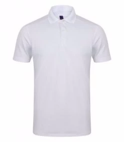 Henbury Mens Stretch Microfine Pique Polo Shirt (White) - PC2951
