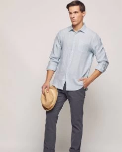 Oxford Men's Holloway Linen Yard Dye Shirt - Aqua