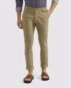 Oxford Men's Stretch Sknny Fit Organic Cotton Chinos - Army