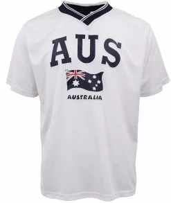 Men's Adults Jersey AUS T-Shirt Australia Day Flag Sports Tee Tops Souvenir Gift - White