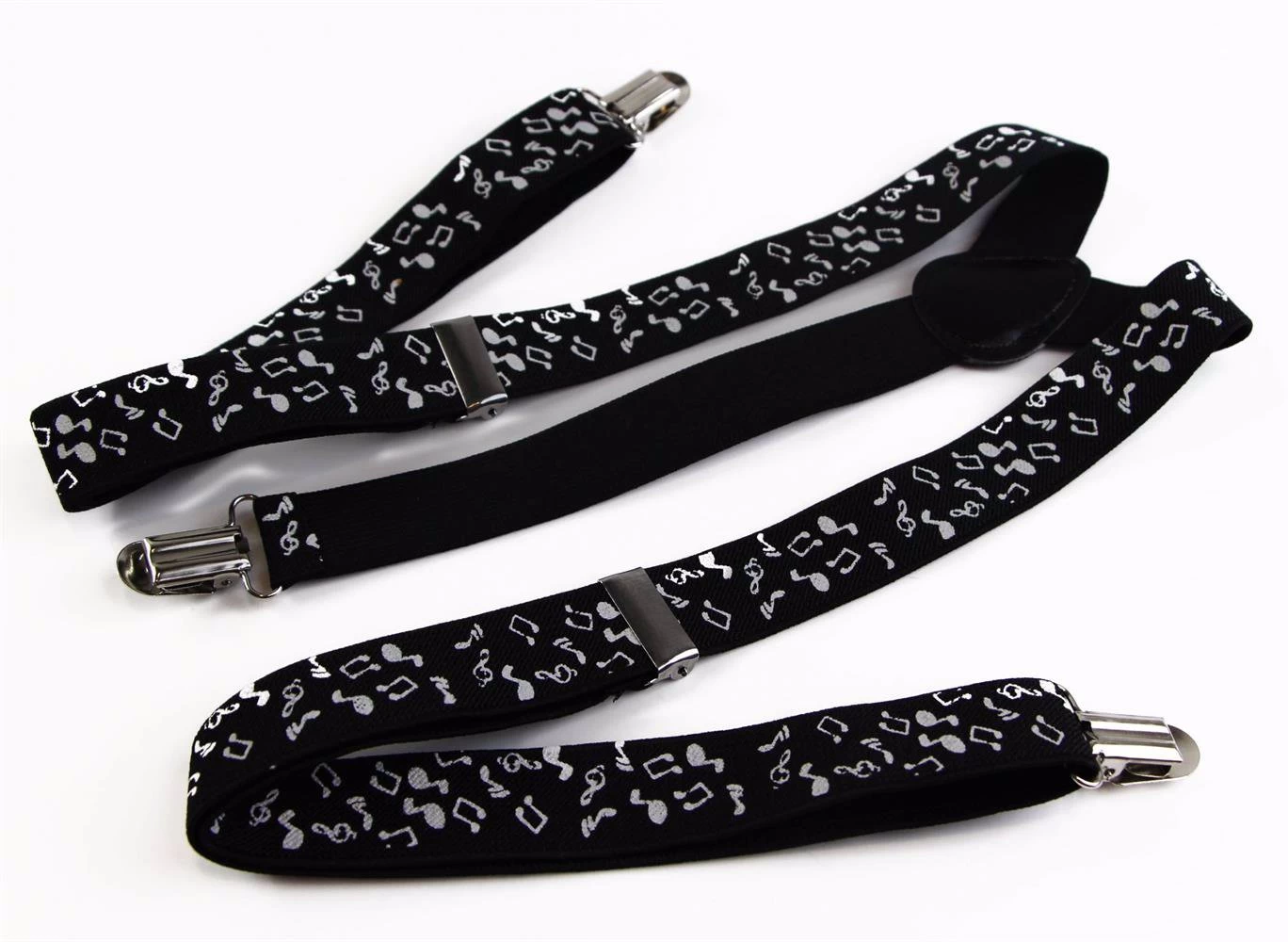 Mens Adjustable Black With White Music Notes Patterned Suspenders 5 Mens Adjustable Black With White Music Notes Patterned Suspenders - Image 5