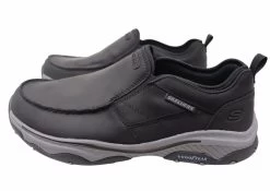 Skechers Mens Extra Wide Relaxed Fit Craster Moc Ringo Leather Shoes - Black -Fashion Menswear Shop 98769fbd399b4a5149a85d5c21606119