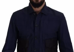 DSQUARED2 Dsquared² Dark Blue Cotton Collared Long Sleeves Casual Shirt -Fashion Menswear Shop 98ab7b05b6269309acd96aac43569242