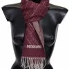 Missoni Maroon 100% Cashmere Unisex Neck Wrap Fringes Scarf