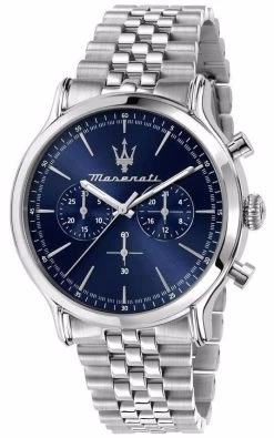 Maserati Epoca Chronograph Stainless Steel Blue Dial Quartz R8873618024 100M Men's Watch