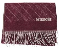 Missoni Maroon 100% Cashmere Unisex Neck Wrap Fringes Scarf -Fashion Menswear Shop 99a29508c1d37e1003a091dd715babd0