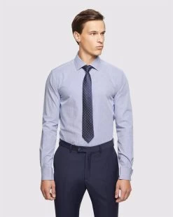 Oxford Men's Beckton French Cuff Striped Shirt - Navy -Fashion Menswear Shop 99d5a23a7e651ea137887a8407843711