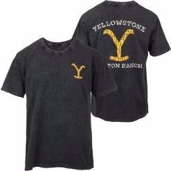Yellowstone Dutton Ranch Distressed Logo Grey Front And Back T-Shirt