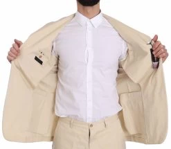 Romeo Gigli Two Piece 3 Button Beige Cotton Solid Suit 13 Romeo Gigli Two Piece 3 Button Beige Cotton Solid Suit -Fashion Menswear Shop 9b3d20ff40bcc7390ff0e0f7a86db32e