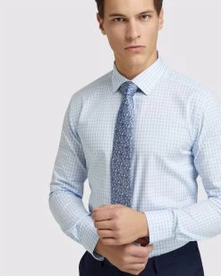 Oxford Men's Beckton Checked Shirt - Sky -Fashion Menswear Shop 9c99ba3e318bd0660f73c7e296180ab1