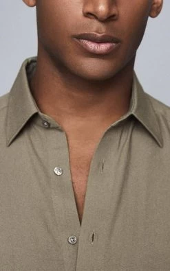 Reiss Men's Jimmy-Long Sleeve Slim Crepe Viscose - Sage -Fashion Menswear Shop 9e11c311e15db8f3cf4f8e9535f86e29