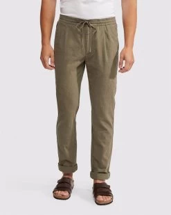 Oxford Men's Fraser Linen Cotton Pullon Pants - Olive