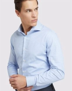 Oxford Men's Trafalgar Dobby Shirt - Light Blue -Fashion Menswear Shop 9f5e63e46242a1f4ac25a38012279586