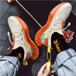 Beakey Trendy Mens Running Sneakers Mesh Comfortable Lightweight Tennis Shoes-Orange -Fashion Menswear Shop a175304ae8154b1dfa8ec6ff3878ae9d