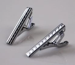 Mens Silver Line And Squares Pattern Tie Clip Clasp -Fashion Menswear Shop a3947867564db06343270bd61dc474e3